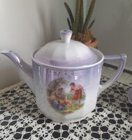 Vintage Haas&Czjzek cseh zsánerjelenetes, lüsztermázas teás kanna