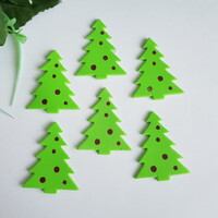 7db Fenyőfa alakú pufi matrica, öntapadós karácsonyi dísz