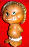 1968. eredeti HOLLIDAY FAIR Inc baba - Apple Boy - Fiú almával japán játék hajas gumi figura