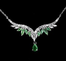 Genuine emerald 925 silver necklace
