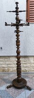 Beautiful Carved Large Standing Coat Rack from the 1890s with Hat Shelf, Solid Frame