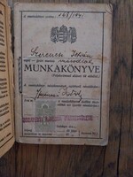 Régi munkakönyv az 1940-es évek, felszolgálói (kávés) munkakör, régi dokumentum, papírrégiség
