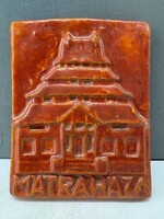 Retro fali kerámia, falikép, falidísz 15,5 cm x 12 cm, jelzett Nagy Gabriella