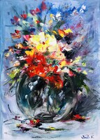 Virágok ragyogása. Radiance of Flowers art by Konrad Biro. Igazi kvalitás a savarián! 70x50 Top sale