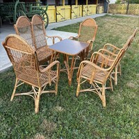 Retro Rattan Suite with Table + 4 Chairs + Armchair + Nostalgia Furniture Heritage