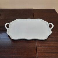 Nagy Fehér Herendi porcelán füles kínáló tál, tálca
