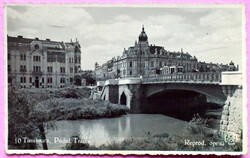 Temesvár - híd, villamos   - régi képeslap -    1937