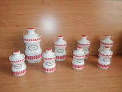 Alföldi porcelán piros tulipános fűszertartó - 8 db-os készlet (43/d)