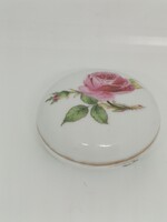 Kézzel festett rózsamintás porcelán bonbonier vagy ékszertartó dobozka