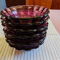 Art deco padlizsán lila kompótos tálkák 6 db