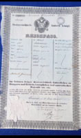 Osztrák Császári Útlevél 1850