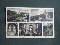 Képeslap,Máriagyűd,mozaik,kegytemplom,oltár,kereszt,Monostory,Sze. Ferenc-rend kiadás,1937-
