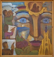 Zombory Zoltán (1941-2021) Arc Balatonnal 85x79cm EREDETI GARANCIÁVAL !!