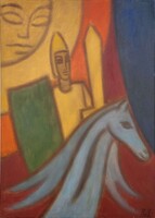 Zombory Zoltán (1941-2021)Szent György 70x50cm olajfestmény EREDETI GARANCIÁVAL !!