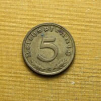 Németország horogkeresztes 1938 G 5 pfennig