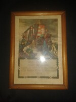 1927  Magyar Hiszekegy plakát ( Üvegezett keretben 25 x 35 )