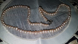 Halvány - pasztell rózsaszinű- tenyésztett  édesvizi gyöngynyaklánc-ezüst kapocs- RITKA szín ---.