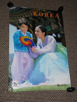 Utazási reklám plakát,Dél Korea,népviselet,gyerek,női modell látkép,részlet,1990-  , - 90cmx60cm -