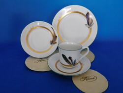 Herendi VADÁSZ mintás 1sz Bögre + alj + desszertes + lapos tányér garnitúra