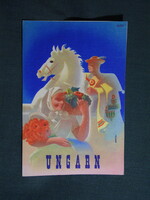 Képeslap,Magyar turisztikai hivatal,Látogasson el Magyarországra reklám,Konecsni grafika ,1945-