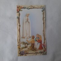 Imakártya: Fatimai Szent Szűz, hátoldalán Fatimai engesztelő fohász