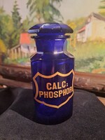 ANTIK KÓBALTKÉK GYÓGYSZETÁRI PATIKAÜVEG CALC...