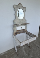 Rare antique ornate cast iron freestanding washbasin mirror, mirror, bathroom furniture