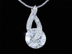 JELZETT, 18 KT.-S FEHÉR ARANNYAL GALVANIZÁLT SWAROVSKI KRISTÁLY MEDÁLOS RÓDIUMOS NYAKLÁNC