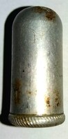 1950'S antik aluminium pipere -rúzs /arcpír " TÖLTÉNY" fiola - benne termékkel NAGYON RITKA