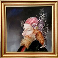 Szász Endre – Reneszánsz lovag portré, 45×45 cm, garantáltan eredeti olajfestménye
