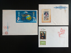 Borítékok bélyeggel Belgica 1972, München olimpia 1972, Mona Lisa 1974