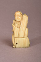 Antik japán monokrom buddhista szerzetes netsuke figura