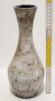 Hódmezővásárhelyi, fekete, szürke mázas, tölcséres szájú, nagy kerámia váza (3600)
