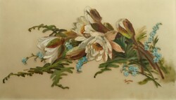Glass Painted Flower Still Life 1912.+Signed