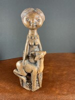 Ritkább Kőfalvi Gyula Leányzó és az Őzike kerámia szobor