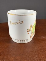 Antik Zsuzsika feliratos kacsás Zsolnay bögre