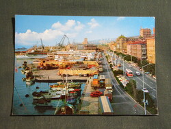 Képeslap,Horvátország,Fiume,Rijeka,kikötő,városi látkép,részlet,1970-