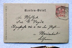 Antik díjjegyes levél széthajtható   Weiss   1896  Ferenc József 5 krajcáros    Marienbad