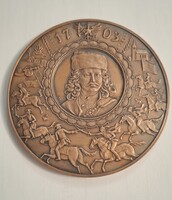 RITKA! A Rákóczi-Szabadságharc 300. Évfordulójára kiadott bronz emlék plakett   V.G jelzéssel  7,8 c