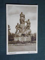 Képeslap,Pécs,Mecsekszabolcs,Hősök tere,Bányász-emlékmű látkép,részlet,Barasits Bp. kiadás,1940-