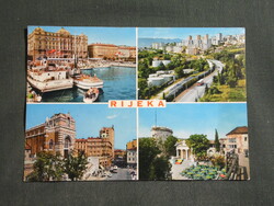 Képeslap,Horvátország,Fiume,Rijeka,kikötő,városi látkép,részlet,1970-