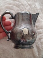 Silver-plated Metal - Alpakka Pitcher / Milk Jug, crafted by an English manufacturer, with engraved crest on the side
