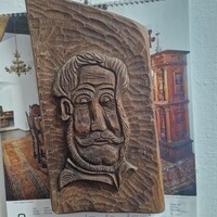 Carved Portrait, Kossuth Lajos Oak Wood Carving