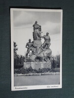 Képeslap,Pécs,Mecsekszabolcs,Hősök tere,Bányász-emlékmű látkép,részlet,Barasits Bp. kiadás,1940-