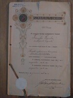 Szabadalmi Okirat, nyitó és záró berendezéshez ablakszellőztető, 1909 régi okirat Jungfer Gyula