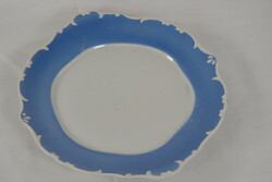 Hollóházi porcelán tányér kék szélű díszítéssel A181