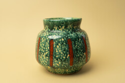 Retró Kerámia Váza / Régi / Mid Century / Fat Lava Zöld