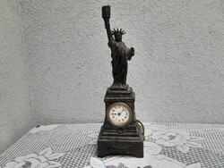 1,-Ft Antik Amerikai szabadságszobor lámpa-óra 1910.
