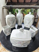 Fűszeres porcelán készlet fűszer ,só cukor olaj tartó régi konyhai edények.Orosz ? Film színház ...