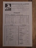 Deutsch Lipót varrógép és alkatrész nagykereskedés árjegyzék, 1928, papírrégiség